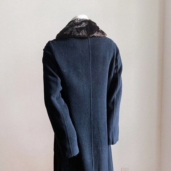 Sisley Black Wool Simple Sleek Black Double Breasted Long Coat 44 - Picture 5 of 7